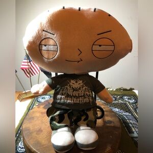 Stewie Plush Stuffed Toy - Tan & Green Character Doll